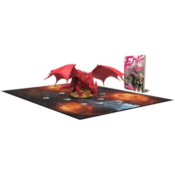 Epic Encounters: Lair of the Red Dragon RPG Fantasy Roleplaying Tabletop Game with HUGE Boss Miniature, Double-Sided Game Mat, & Game Master Adventure Book with Monster Stats, 5E Compatible