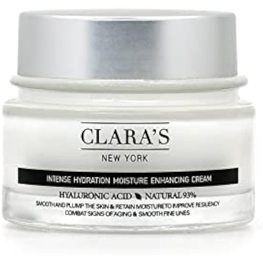 Clara's New York Intense Hydration Moisture Enhancing Cream, Anti-Aging Hyaluronic Acid Face Cream to Smooth and Plump Skin, Retains Moisture, Suitable for All Skin Types 50ml
