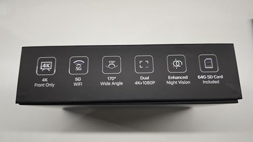 Dash Cam Front and Rear, 4K Dashcam with 64GB SD Card, 1.5'' IPS Display Dual Car Camera with 5GHz Wi-Fi, 24/7 Parking Mode, G-Sensor, Night Vision, 170° Wide Angle, Loop Recording, App Control