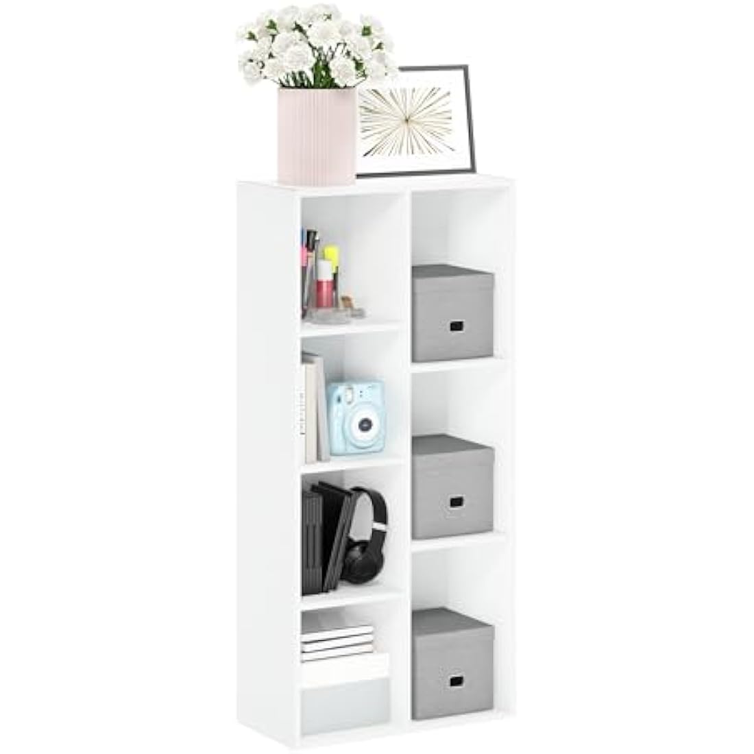 Furinno Luder 7-Cube Reversible Open Shelf, White