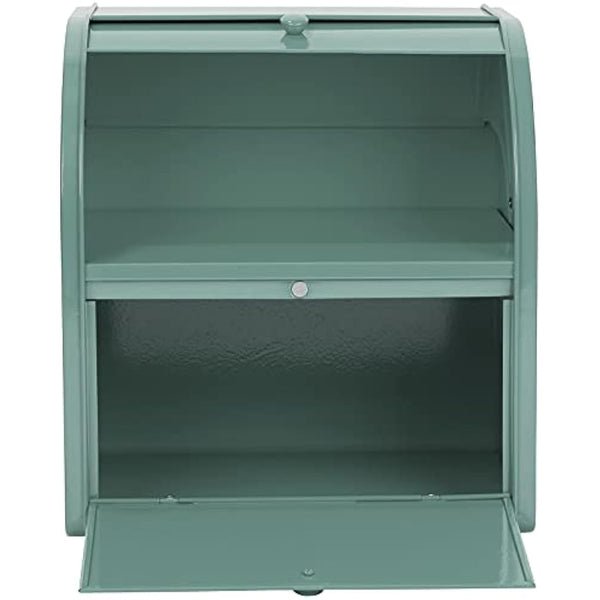 Hossejoy Double Layer Bread Bin - Large Capacity Black Roll Top Bread Box, Kitchen Bread Storage Container with Roll Top Lid, Double Layer Breadbox for Your Kitchen Countertop