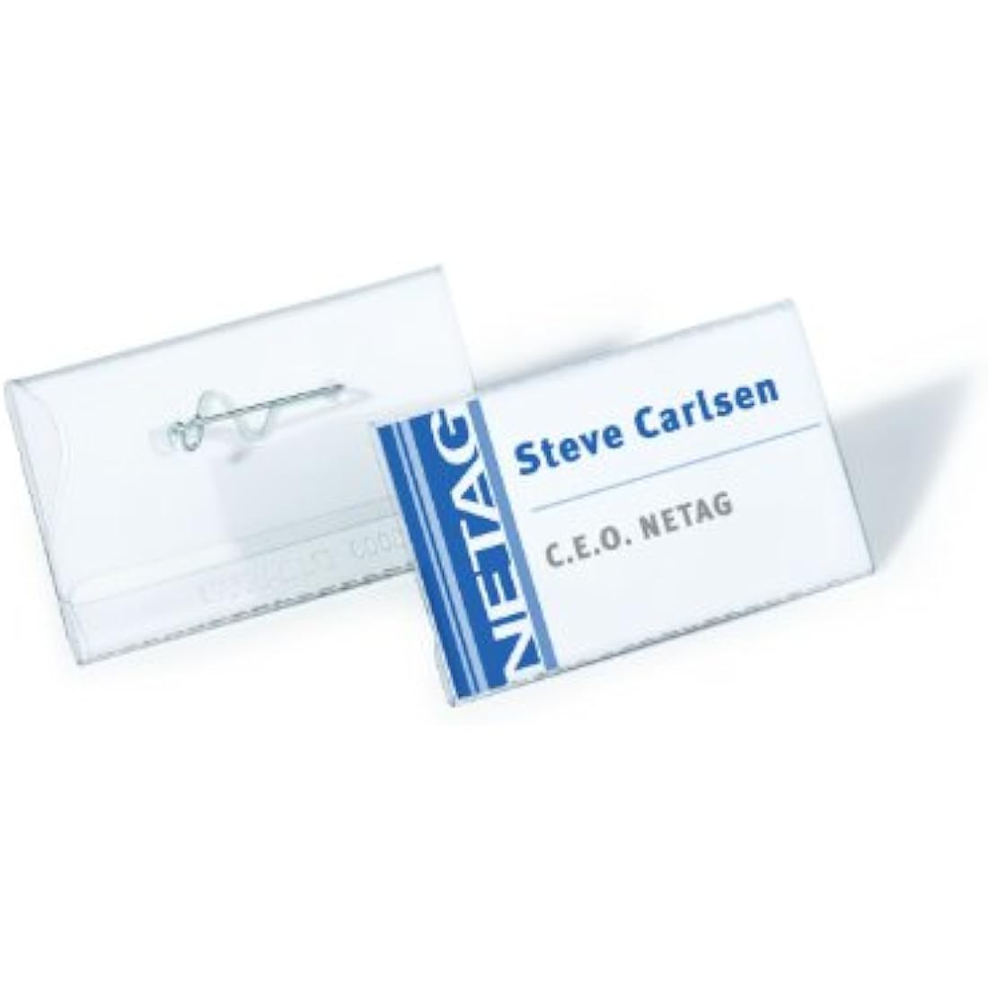 Durable Name Badge 40 x 75 mm with PinTransparent | Pack of 100 Badges | Includes Blank Insert Cards | Ideal for Events and Visitor Management
