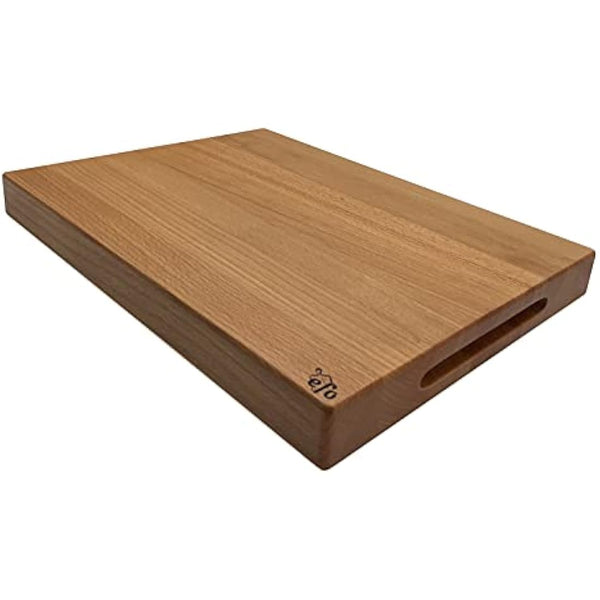 EFO Wooden Chopping Board 40x30x4 cm | Cutting Board with Rounded Edges Made of Beechwood | Kitchen Block for Serving, Slicing and Dicing | Bread Board with Practical Handles | Natural Finish