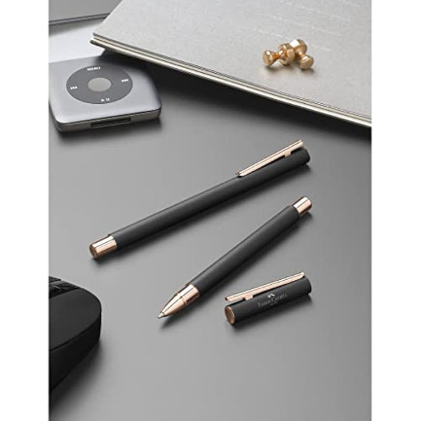 Faber-Castell Neo Slim 343101 Fountain Pen Metal Nib Width F Black with Rose Gold