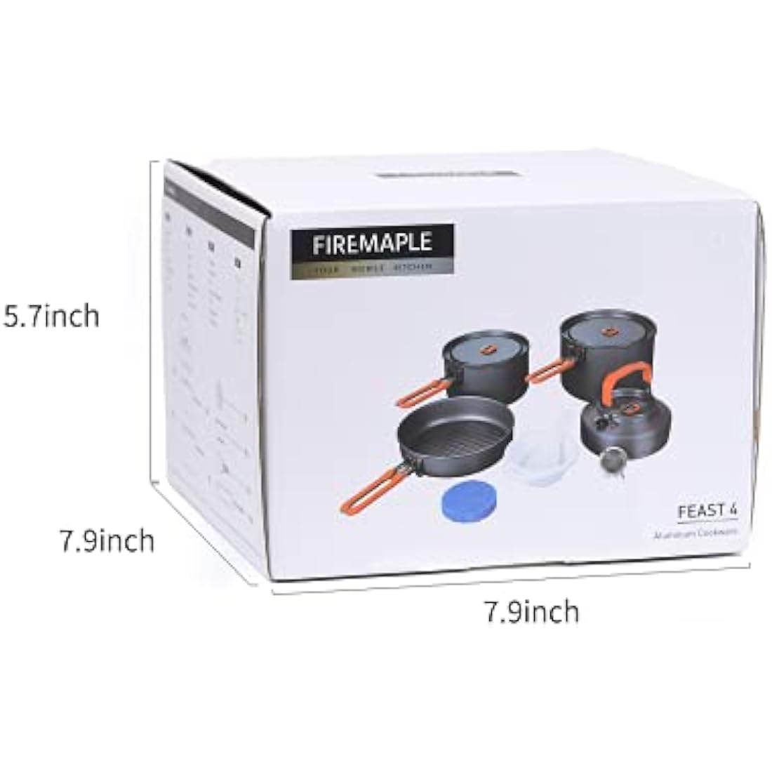 Fire-Maple Feast 4 Camping Cookware Set | Outdoor Cooking kit with Pot Kettle Pan Bowls and Spatula | Kitchen Utensils for 4 to 5 People Backpacking Trekking Hiking Fishing Picnic