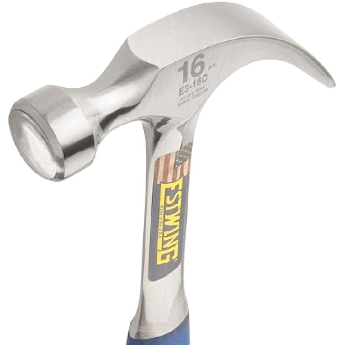 Estwing ESTE316C 14-218 16-Ounce Claw Hammer with Nylon Vinyl Cushion Grip Handle, Smooth Face, 1-Pack, Blue, White