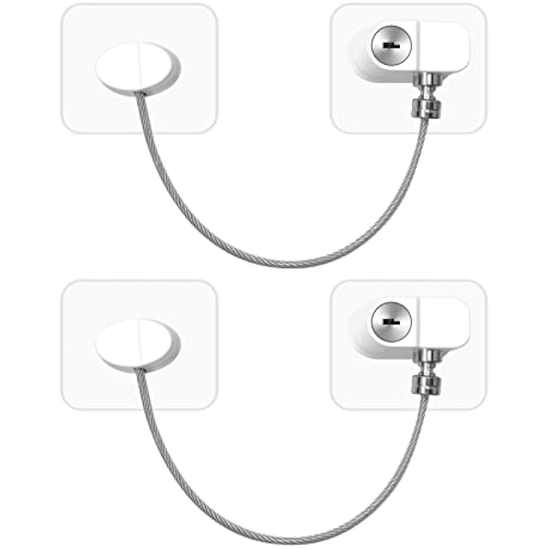 2 Pack Window Safety Locks with Keys, NewBinn Child Baby Safety Security Refrigerator Locks Cable, Adhesive Window Opening Restrictors Security Locks for Fridge Freezer Childproof