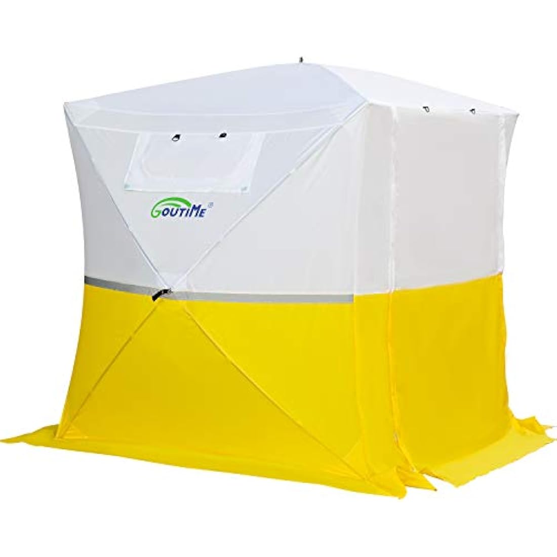 Goutime Pop Up work shelter Gazebo 2mx2m small event shelter party tent garden bbq Fishing camping/Trade Shows/Temporary Emergency/Construction,Outdoor lightweight fold up Work Tent（white yellow）