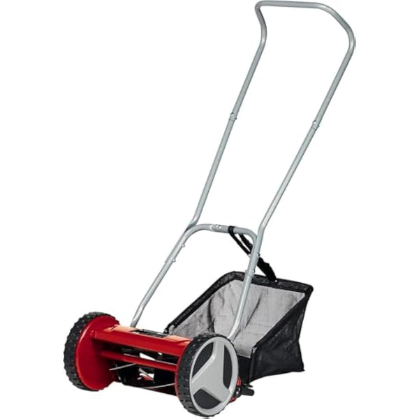 Einhell GC-HM 300 Hand Push Lawnmower -- Manual Lawn-Mower With 30cm Cutting Width, 16L Grass Box, 4 Cutting Height Levels -- Walk-Behind Lawn Mower For Small Gardens, Red & Black