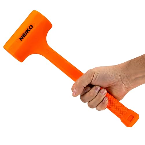 Neiko 02847A 2 LB Dead Blow Hammer, Neon Orange I Unibody Molded | Checkered Grip | Spark and Rebound Resistant
