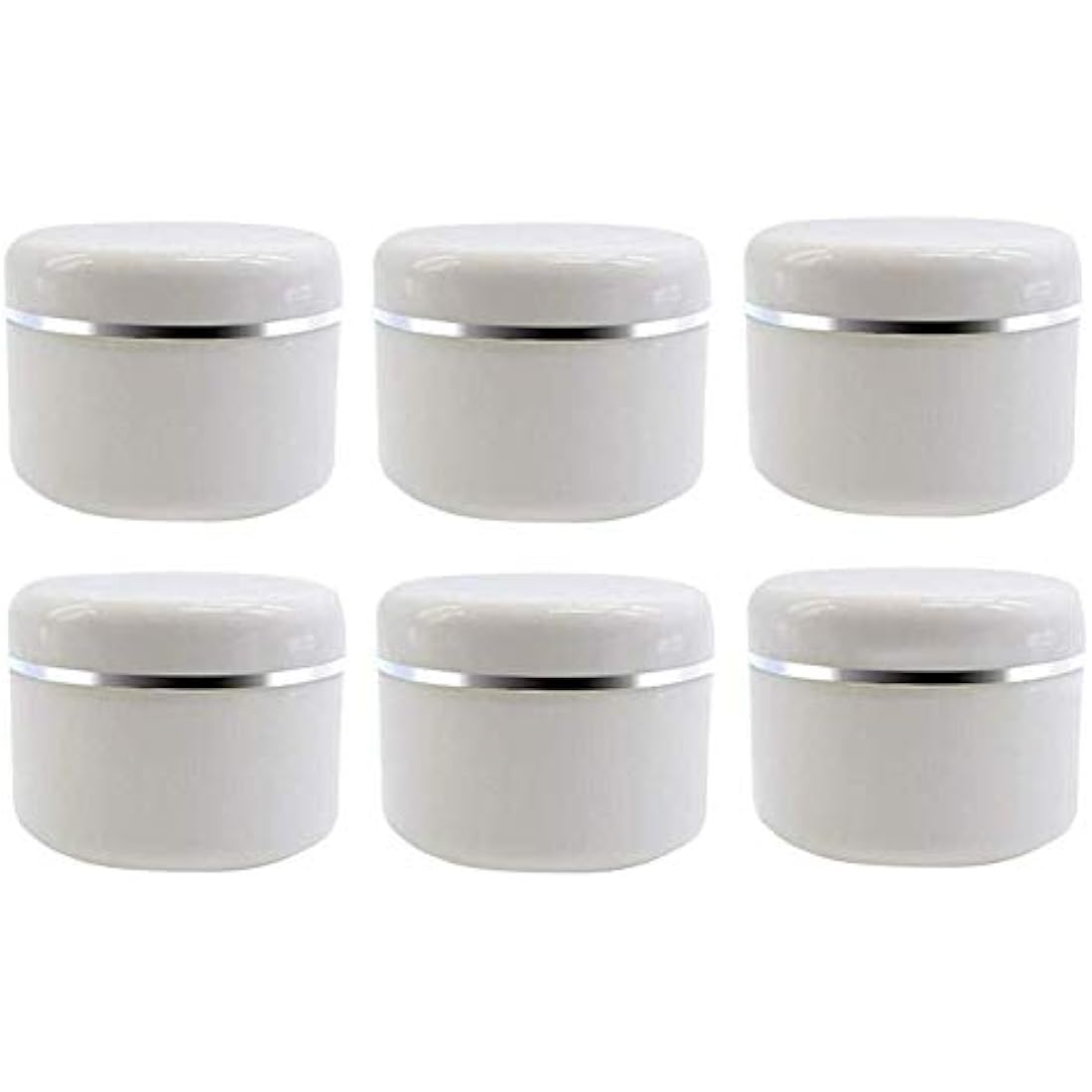 6PCS White Plastic Jar with Dome Lid 8 Oz (250g) Portable Refillable Cosmetic Makeup Face Cream Lotion Jar Lip Balm Lotion Storage Container Bottle Pot Case