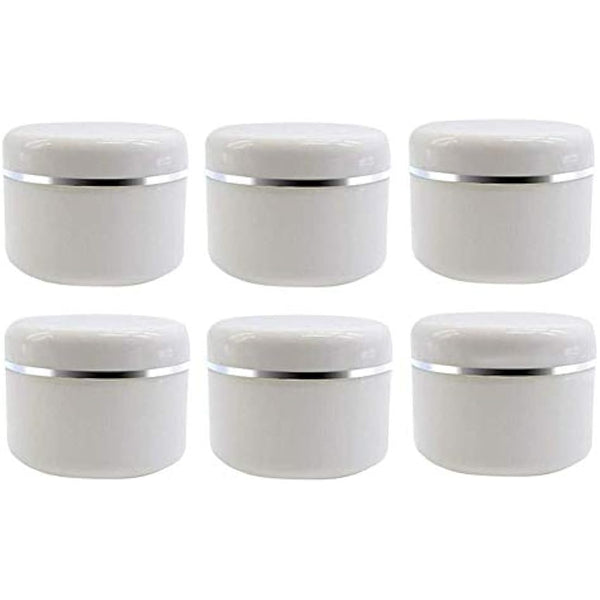 6PCS White Plastic Jar with Dome Lid 8 Oz (250g) Portable Refillable Cosmetic Makeup Face Cream Lotion Jar Lip Balm Lotion Storage Container Bottle Pot Case