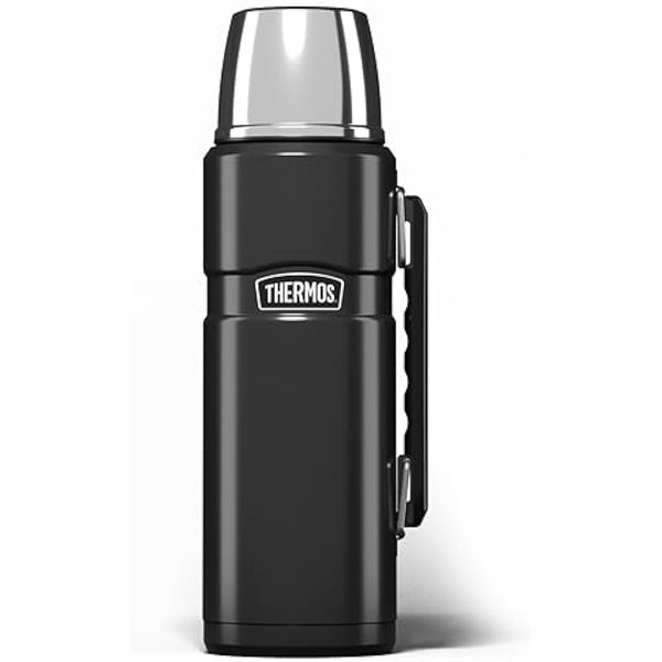 Thermos - Stainless King Gun Metal Travel Flask (1.2L) Premium Leak Proof Insulated Tea & Coffee Flask for Hot & Cold Drinks, Built-in Cup, Twist-Pour Stopper, BPA-Free, Durable Steel, Dishwasher Safe