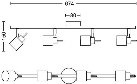Philips Meranti Lampada con 4 Faretti, Senza Lampa