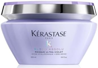Kérastase Blond Absolu, Anti-Brass Purple Hair Mask, For Lightened & Highlighted Cool Blonde Hair, With Hyaluronic Acid & Edelweiss Flower, Masque Ultra Violet, 200ml