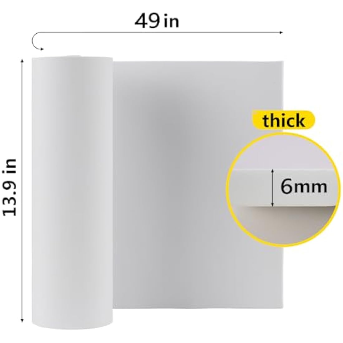Do²ping 2-Pack White EVA Foam Sheets, 6mm Thick Premium Foam Sheets for Crafts, 35x124.5cm High Density 86kg/m3 EVA Foam for Cosplay Costume, DIY Projects (2PCS 6mm White)
