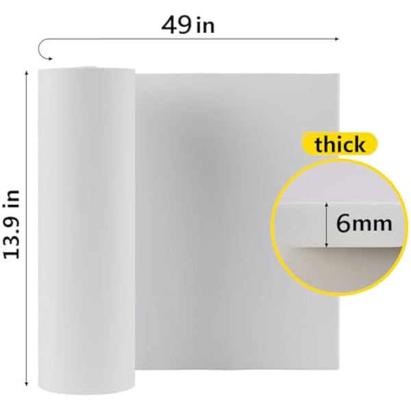 Do²ping 2-Pack White EVA Foam Sheets, 6mm Thick Premium Foam Sheets for Crafts, 35x124.5cm High Density 86kg/m3 EVA Foam for Cosplay Costume, DIY Projects (2PCS 6mm White)