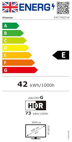 Hisense 55 Inch 4K QLED Smart TV 55E77NQTUK - Quantum Dot Colour, 4K AI Processor, Dolby Vision Atmos, Smooth Motion, Sports Mode, Vidaa OS with Freely, Youtube, Netflix and Disney+ (2024 Model)