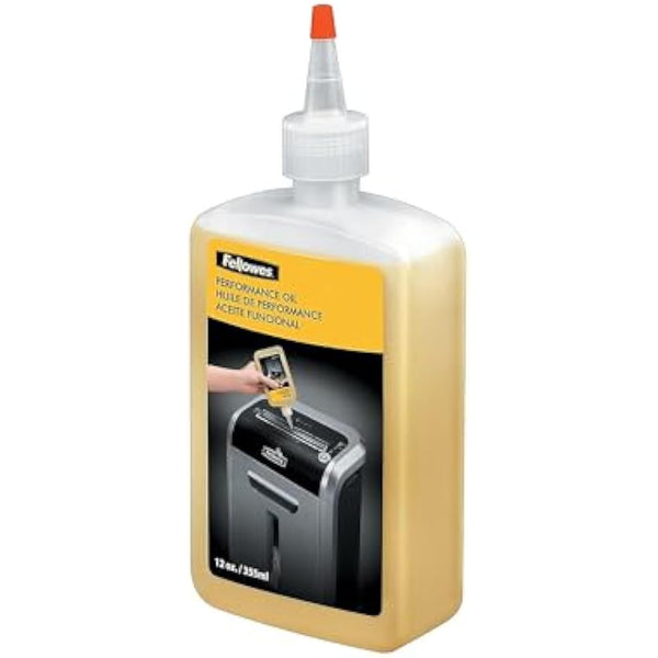 Fellowes Electronics Oil Shredder Bottle with Extended Nozzle, Light Amber, Single, 355 ml