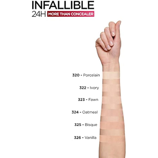 L'Oréal Paris Infallible 24H More Than Concealer, Full-coverage, Longwear and Matte Finish, 320 Porcelain