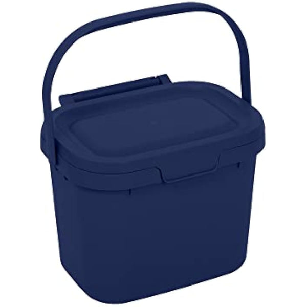 Addis Everyday Kitchen Food Waste Compost Caddy Bin, 4.5 Litre, Made from Recycled Plastic Eco Blue