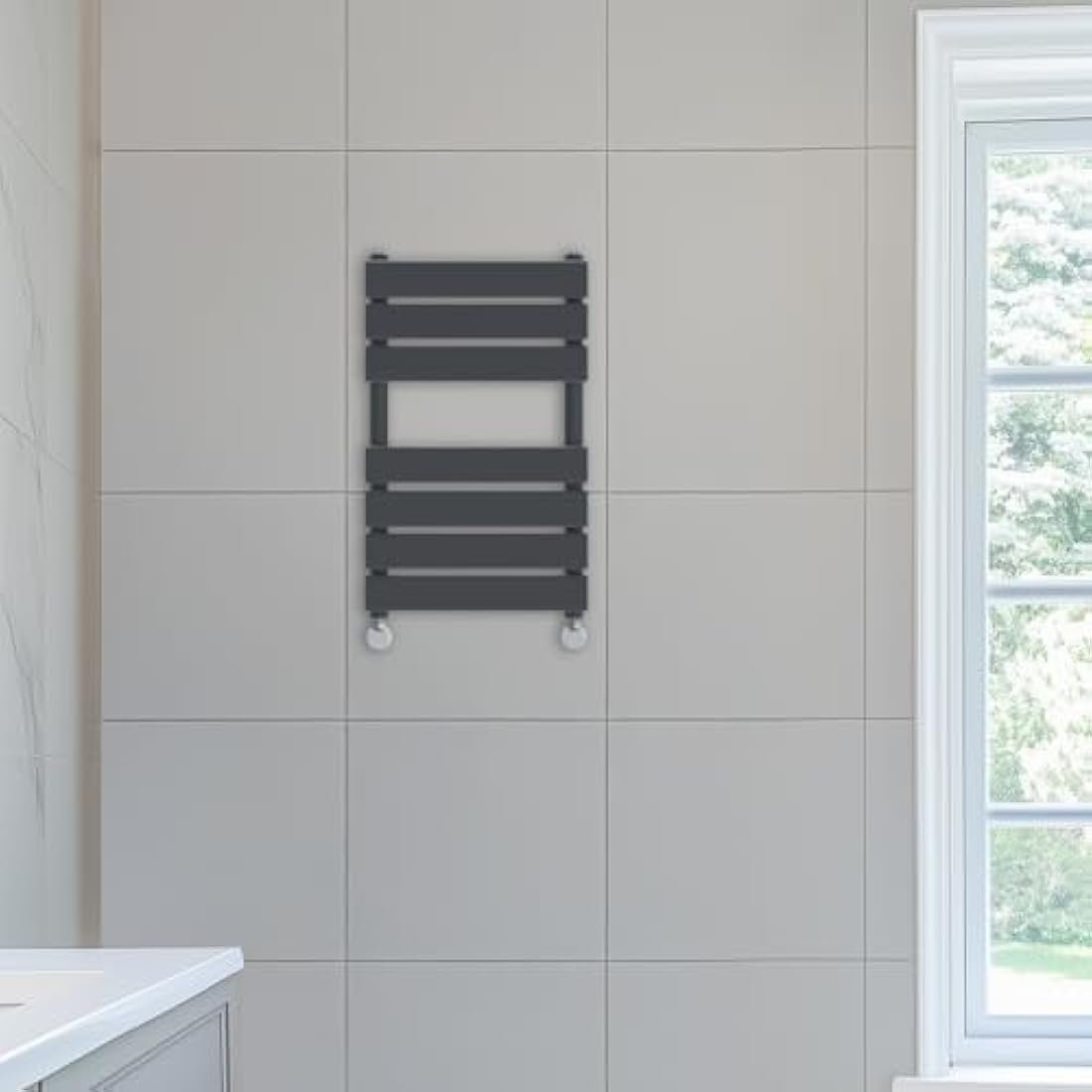 NRG 650x400 Flat Panel Heated Towel Rail Bathroom Rad Radiator Anthracite