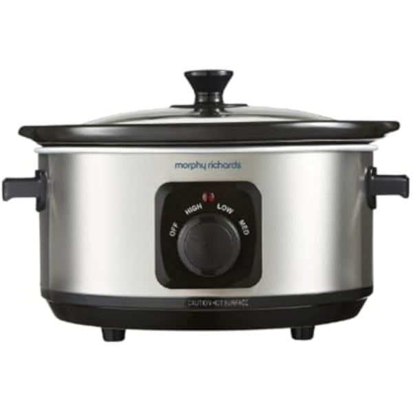 Morphy Richards 3.5L Stainless Steel Slow Cooker, 3 Heat Settings, One Pot Solution, Dishwasher Safe Ceramic Pot, 460017