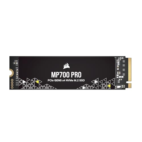 Corsair MP700 PRO 2TB M.2 PCIe Gen5 x4 NVMe 2.0 SSD – M.2 2280 – Up to 12,400MB/sec Sequential Read – High-Density TLC NAND – Black