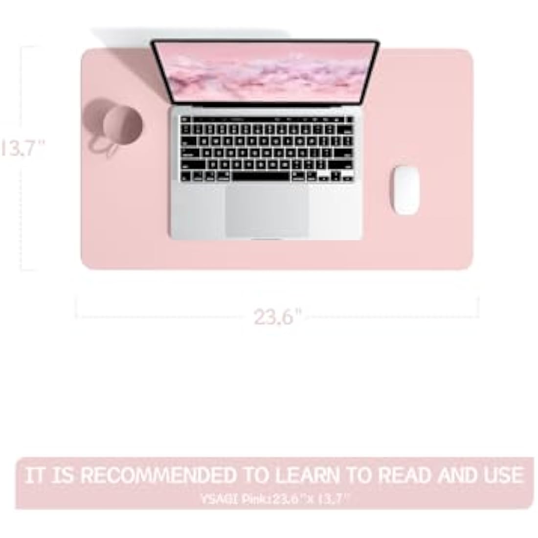 Non-Slip Desk Pad, Waterproof PVC Leather Desk Table Protector, Ultra Thin Large Mouse Pad, Easy Clean Laptop Desk Writing Mat for Office Work/Home/Decor (Pink, 60 x 35 cm)