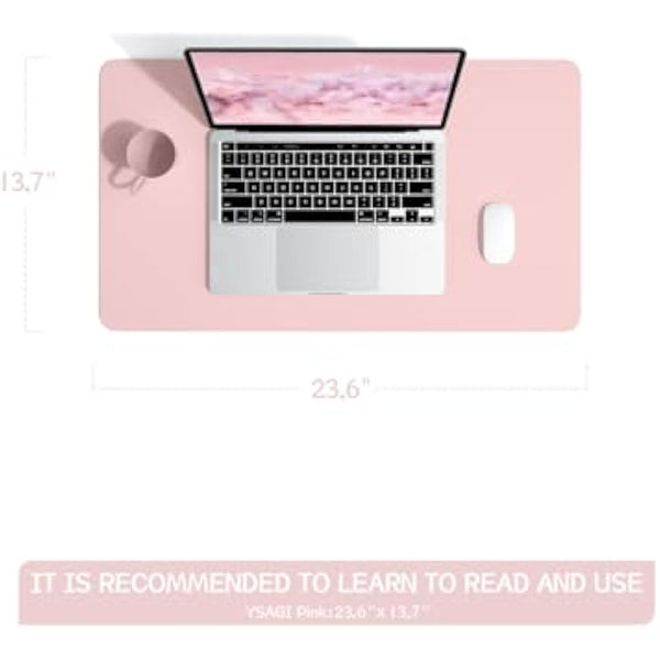 Non-Slip Desk Pad, Waterproof PVC Leather Desk Table Protector, Ultra Thin Large Mouse Pad, Easy Clean Laptop Desk Writing Mat for Office Work/Home/Decor (Pink, 60 x 35 cm)