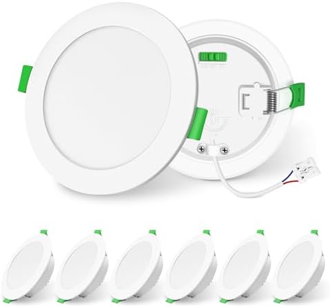 ALUSSO LIGHTING LED Downlights Dimmable Recessed Ceiling Lights 8W 850lm High Brightness, 3000K Warm 4000K Neutral 6500K Cool White Bathroom Spot Lights Ceiling Ultra Slim Spotlights IP44, 6 Pack