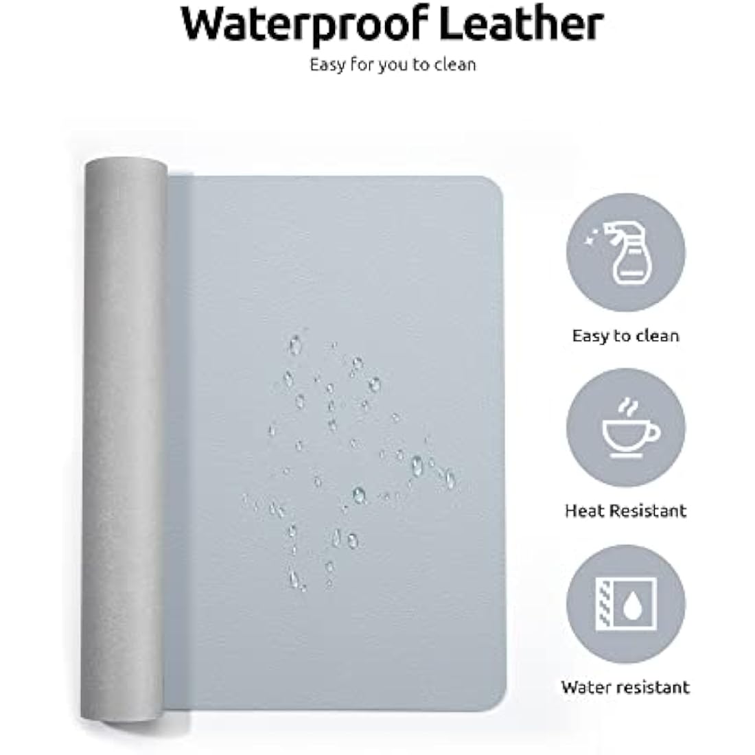 YSAGi Leather Desk Mat, Large Mouse Mat, Non-Slip Desk Pad, Waterproof PU Leather Table Protector Writing Pad for Office and Home (80 x 40 cm, Light Grey)