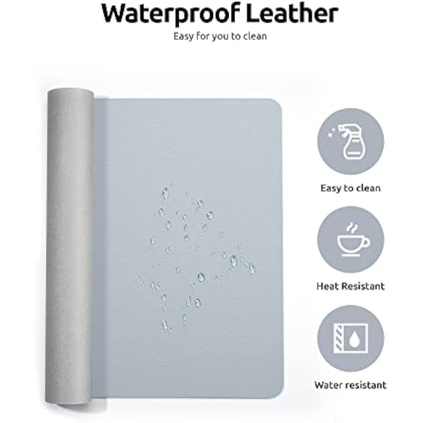 YSAGi Leather Desk Mat, Large Mouse Mat, Non-Slip Desk Pad, Waterproof PU Leather Table Protector Writing Pad for Office and Home (90 x 43 cm, Light Grey)