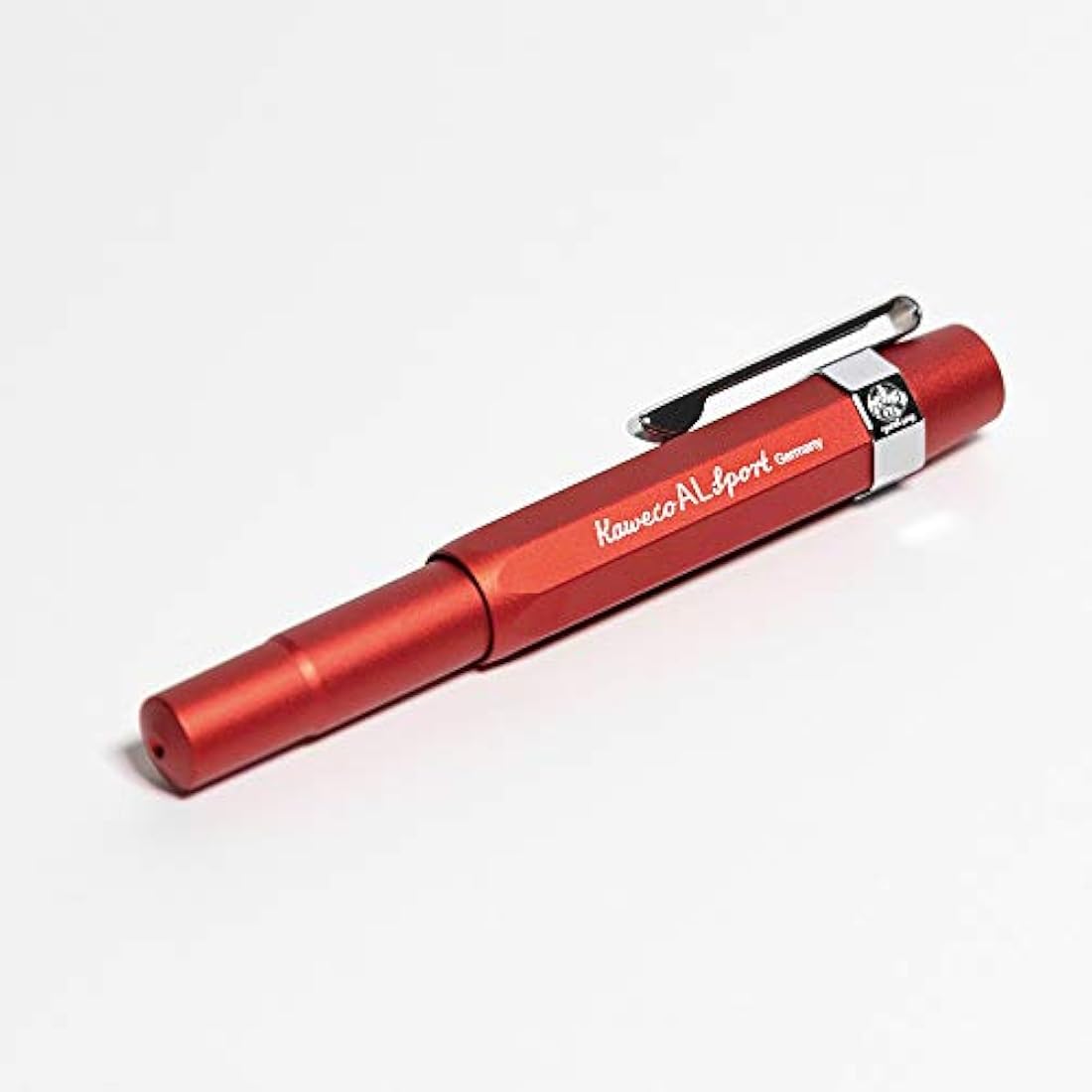 Kaweco AL Sport Fountain Pen Deep Red, Fine Nib Sport Octagonal Clip Chrome