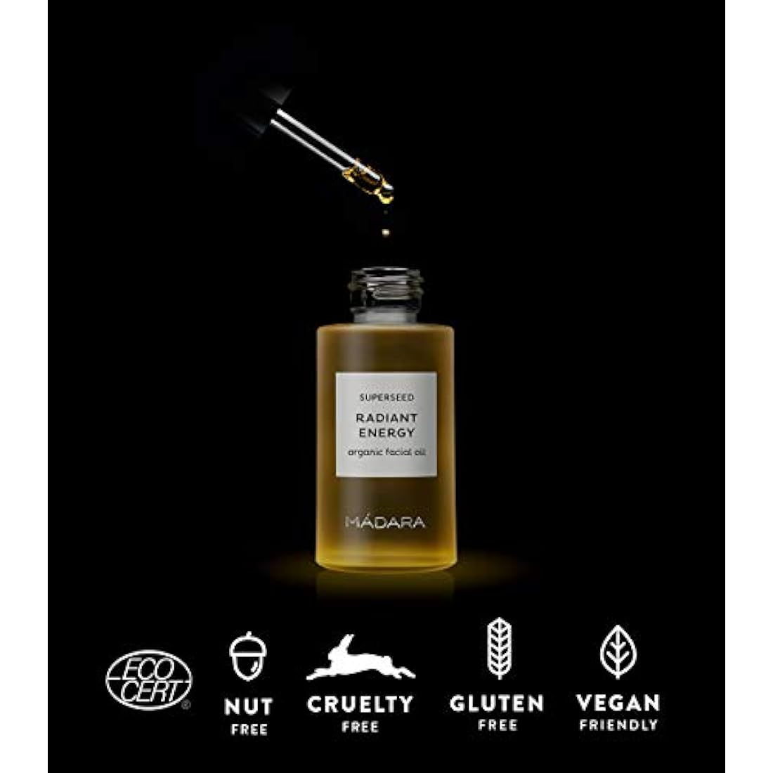 MADARA Organic Skin Care SUPERSEED Radiant Energy Facial Oil – Brightening & Radiance-Boosting Oil for Dull & Tired Skin, 30ml