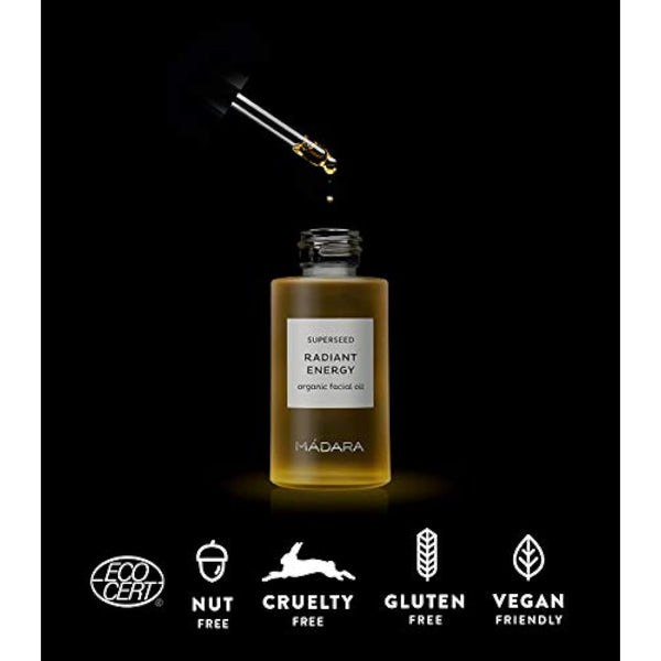 MADARA Organic Skin Care SUPERSEED Radiant Energy Facial Oil – Brightening & Radiance-Boosting Oil for Dull & Tired Skin, 30ml