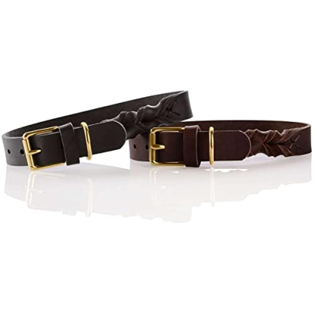 HUNTER Sansibar Solid Dog Collar Leather Heavy Duty Grippy Braided 55 (M) Black