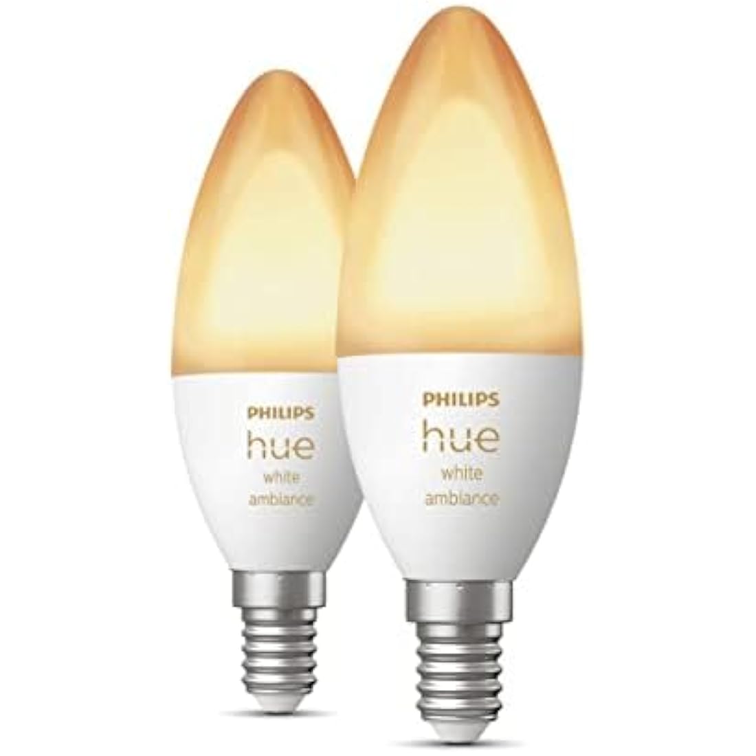 Philips Hue New White Ambiance Smart Light Bulb 2 Pack [E14 Small Edison Screw] Works with Alexa, Google Assistant and Apple Homekit. for Indoor Home Lighting, Livingroom and Bedroom.