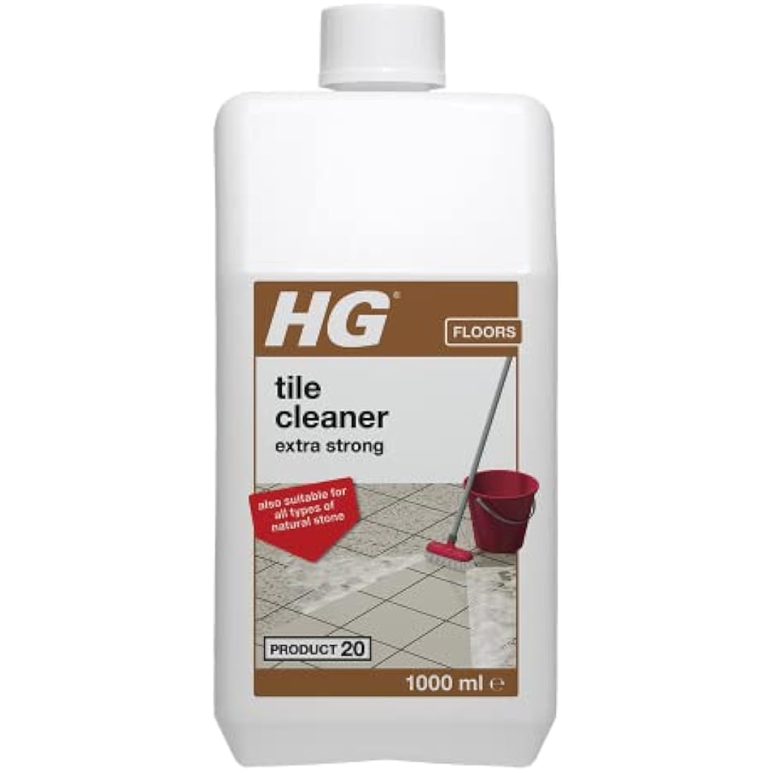 HG Tile Cleaner Extra Strong, Heavy Duty Floor Cleaner for Tiles & Grout, Industrial Strength, Safe for Natural Stone, Kitchen & Bathroom Use, Fresh Scent – 1L