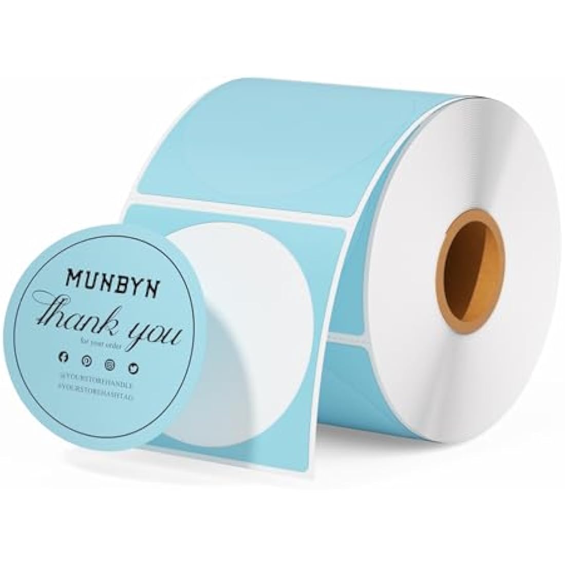 MUNBYN 50x50mm Blue Circle Thermal Sticker Labels, Self-Adhesive Round Direct Thermal Labels, Multi-Purpose Roll Sticker for DIY Logo Design, QR Code, Name Tag, Inventory-750 Sheet/1 Roll