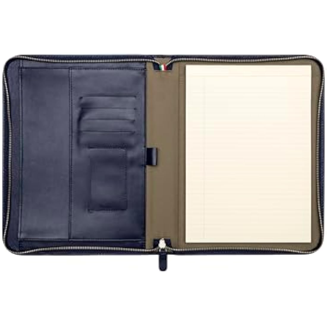 Maruse Luxury Leather Portfolio – Zip-Around Executive Folio & Organiser, Laptop & iPad Sleeve – Handmade in Italy, Blue Navy