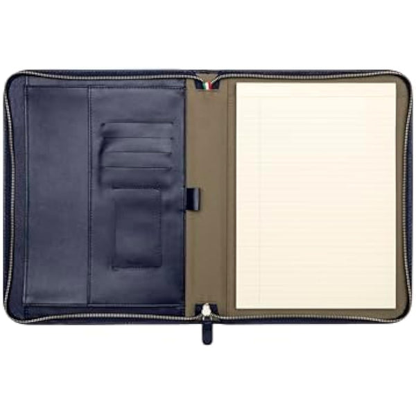 Maruse Luxury Leather Portfolio – Zip-Around Executive Folio & Organiser, Laptop & iPad Sleeve – Handmade in Italy, Blue Navy