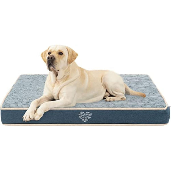 VANKEAN Waterproof Reversible (Warm & Cool) Dog Mat with Machine Washable Cover, Crate Mat for Small to Large Dogs, Navy/Grey