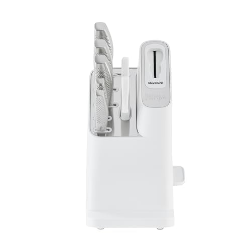 Ninja Foodi StaySharp Knife Block with Integrated Sharpener, 5-Piece Knife Set includes Chef, Bread, Slicing, Utility, Paring Knives, Stainless Steel K32005UK, Black