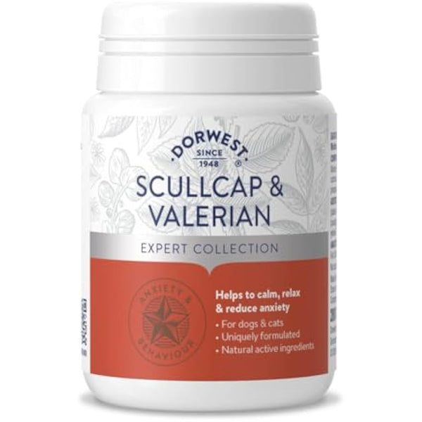 DORWEST HERBS Scullcap & Valerian Calming Tablets for Dogs and Cats, 200 Tablets, Natural Dog Calming Supplements for Stress and Anxiety Relief – Sugar-Free, Non-Drowsy, Light Yellow Tablet, 14DOR017