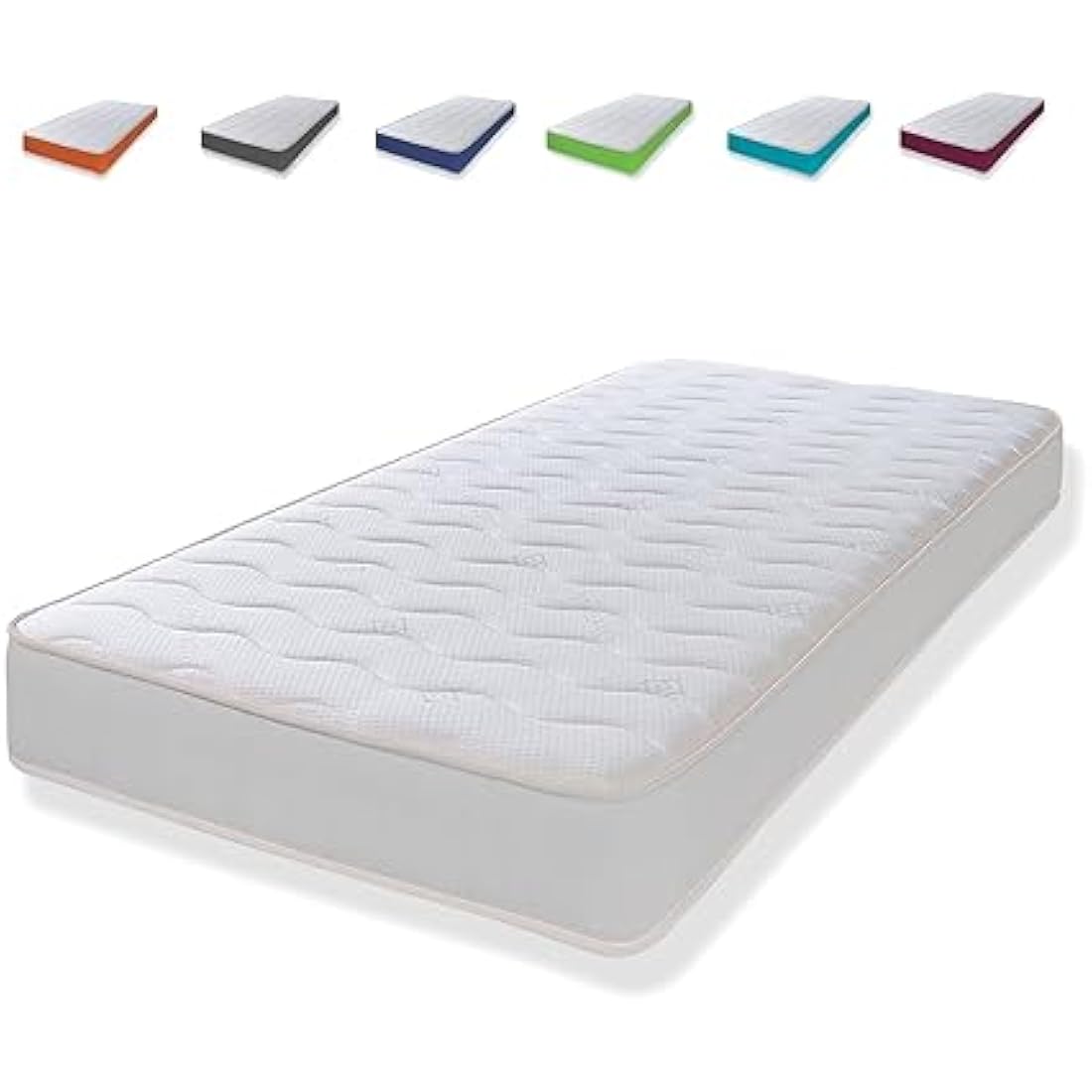 eXtreme comfort ltd Cooltouch Colours White Wave Hybrid Memory Foam & Pinna-Coil Innerspring Mattress With White Border 18cms Deep, Shorty 75cmx175cm