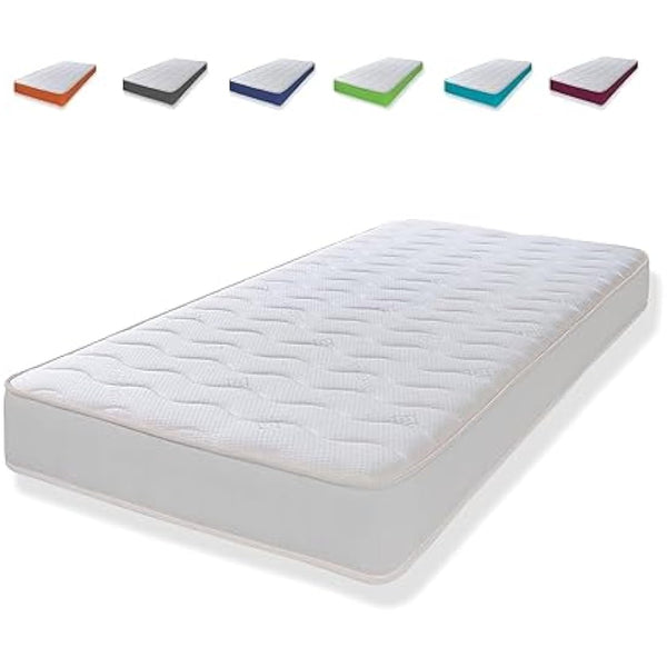 eXtreme comfort ltd Cooltouch Colours White Wave Hybrid Memory Foam & Pinna-Coil Innerspring Mattress With White Border 18cms Deep, Shorty 75cmx175cm