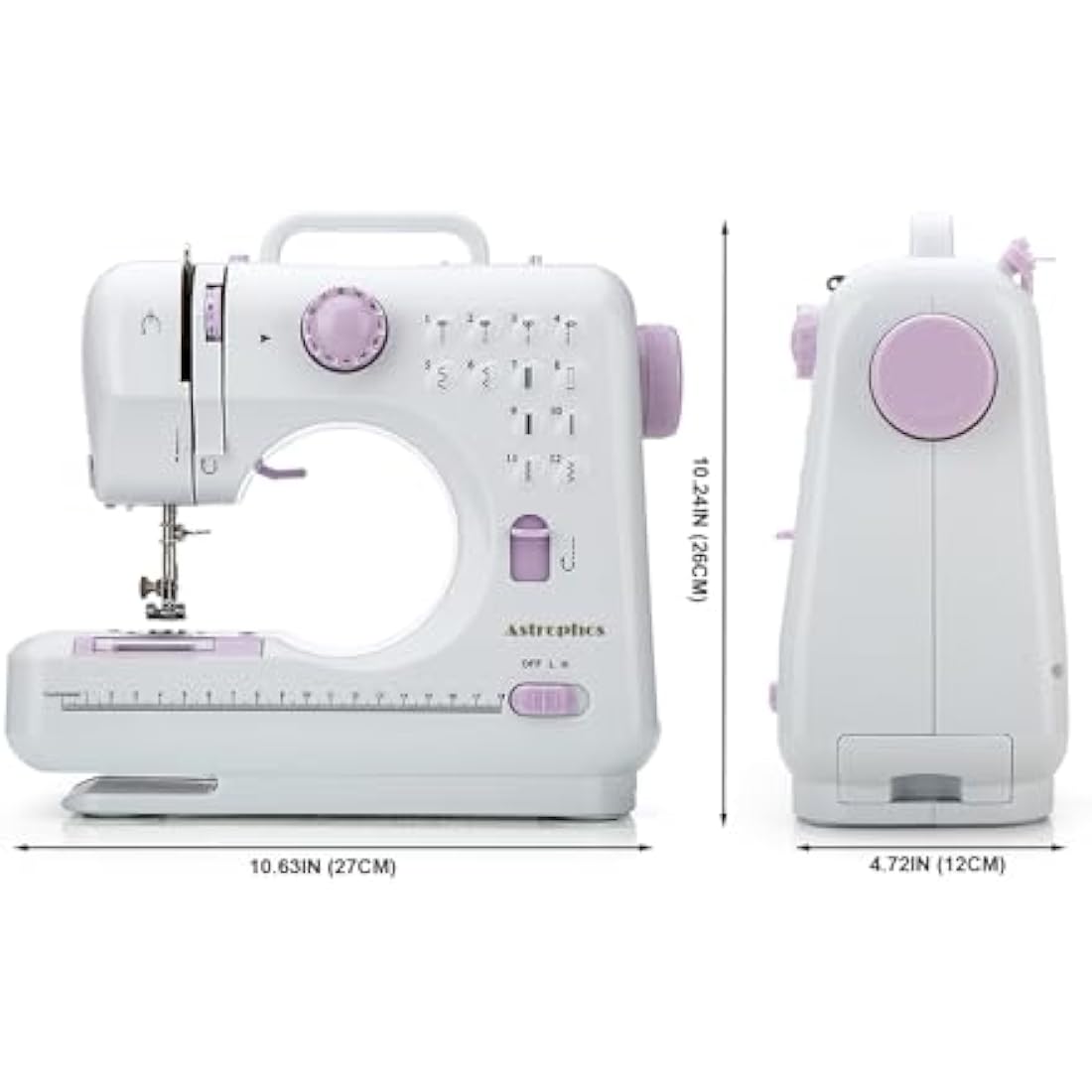 Mini Sewing Machine for Beginner by Astrophos - Small Electric Sewing Machines with 2 Speed 12 Built-in Stitch Patterns AP-054-UK-A1