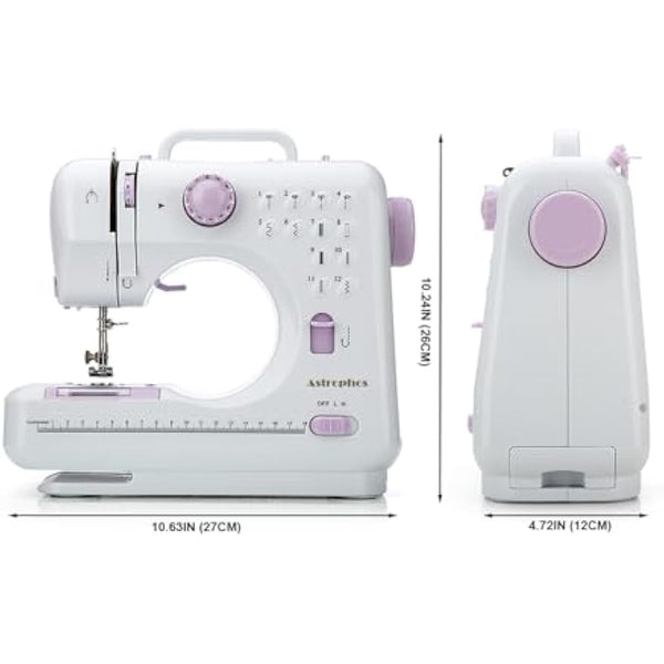 Mini Sewing Machine for Beginner by Astrophos - Small Electric Sewing Machines with 2 Speed 12 Built-in Stitch Patterns AP-054-UK-A1
