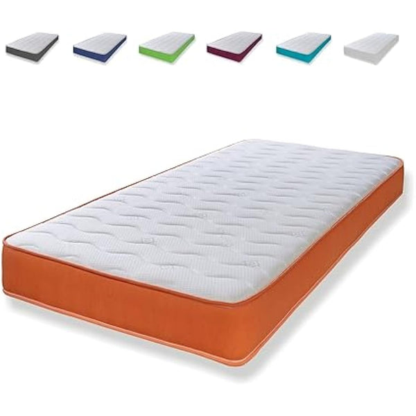 eXtreme comfort ltd Cooltouch Colours Orange Wave Hybrid Memory Foam & Pinna-Coil Innerspring Mattress With Orange Border 18cms Deep, 2ft6 Small Single 75cmx190cm